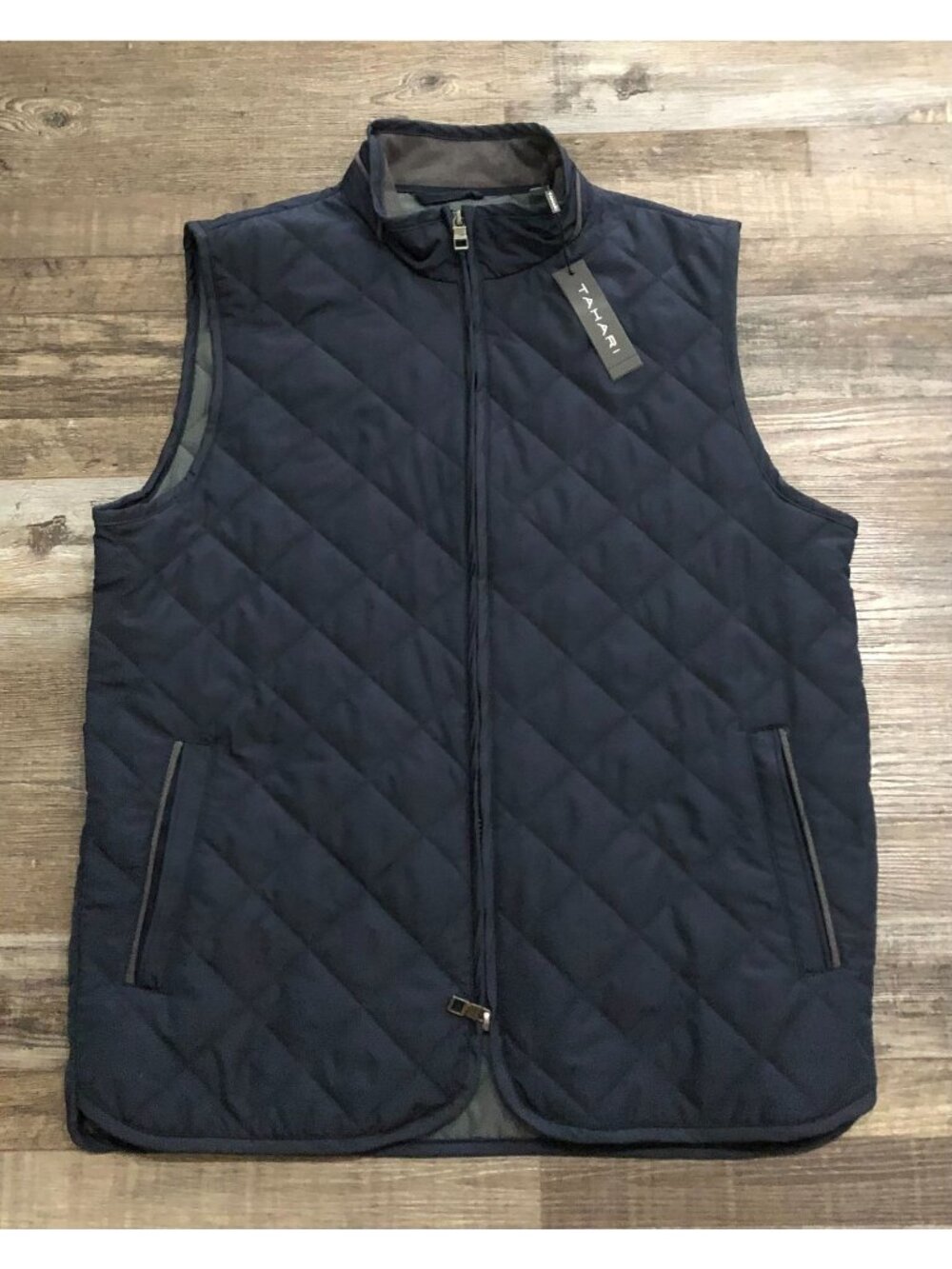 Tahari Fairfax Mens Small Navy Blue Quilted Vest Full Zip New w Tags - Lightweig